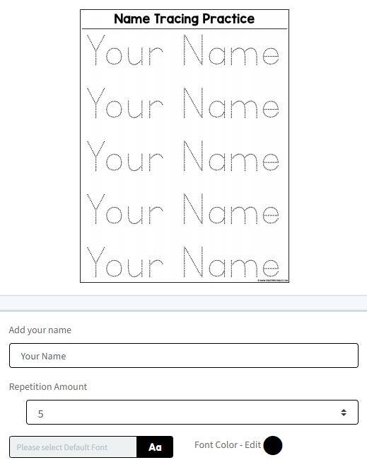 Name writing paper